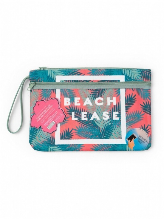 sol mate Accessories - Beach Lease Tropical Print Wristlet Pouch - Coral & Teal